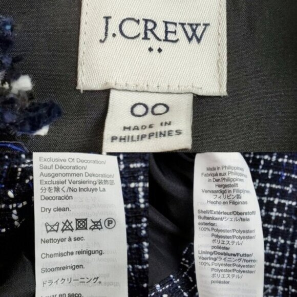 J.Crew Factory Womens Blue Black Tweed Broadway Blazer Size 00 - Picture 8 of 8